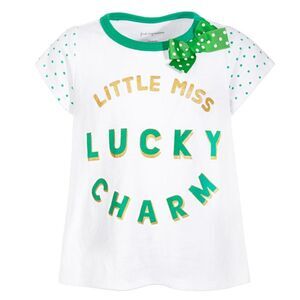 Girls Little Miss Lucky Charm St Patrick's Day 3D Bow & Glitter T-shirt Size 4t